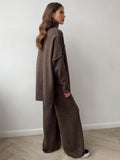 Turtleneck & Wide Leg Knit Two-Piece Set - WEUXS