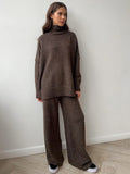 Turtleneck Wide Leg Knit Set - View 8 | WEUXS