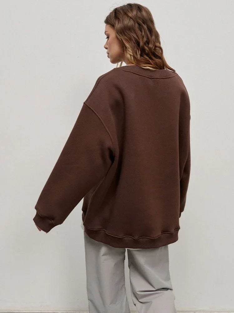 Oversized fleece crew neck sweatshirt - View 19 | WEUXS