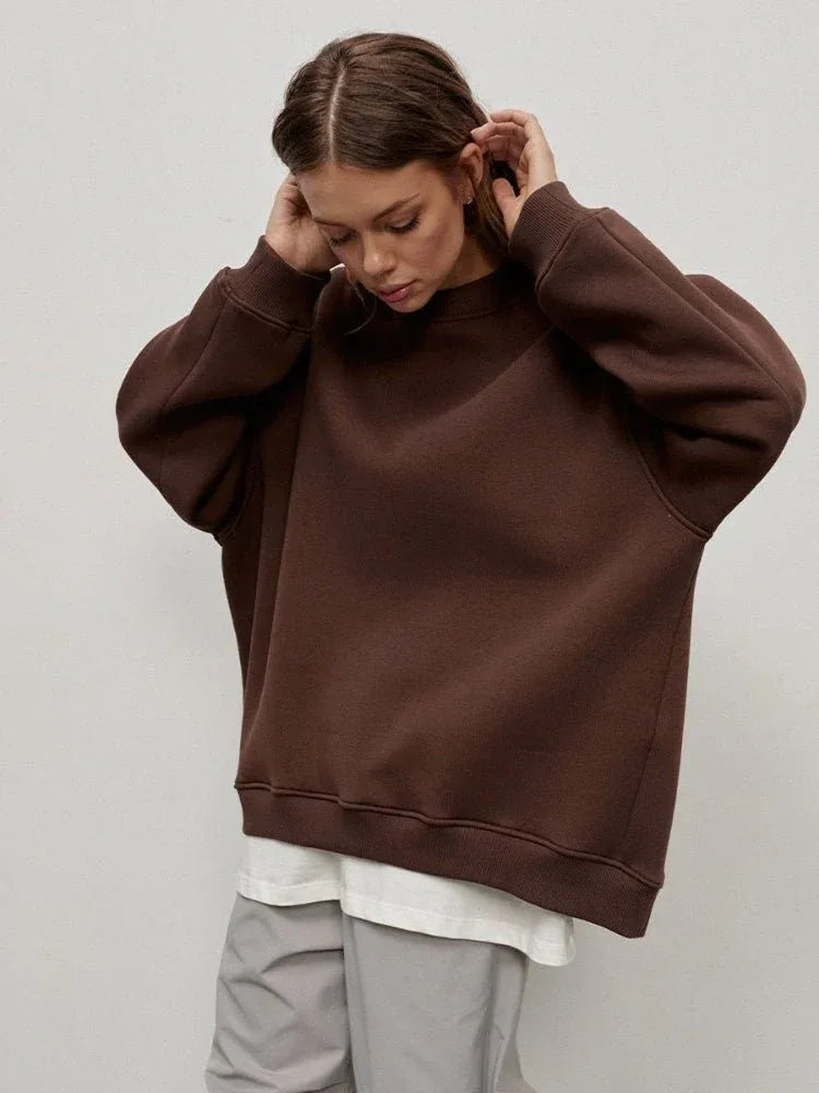 Oversized fleece crew neck sweatshirt - View 20 | WEUXS