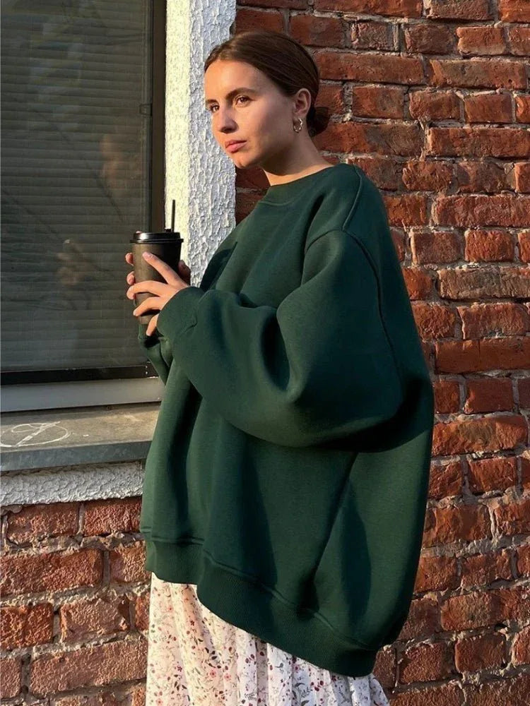 Ultimate Oversized Fleece Crew Neck Sweatshirt - WEUXS