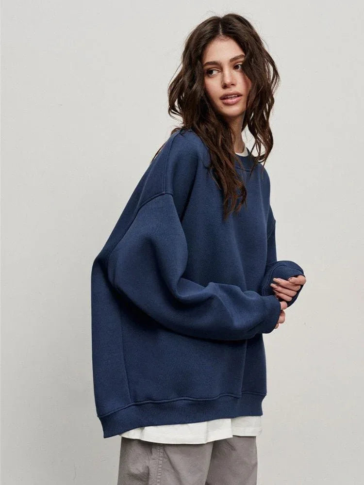Oversized fleece crew neck sweatshirt - View 15 | WEUXS
