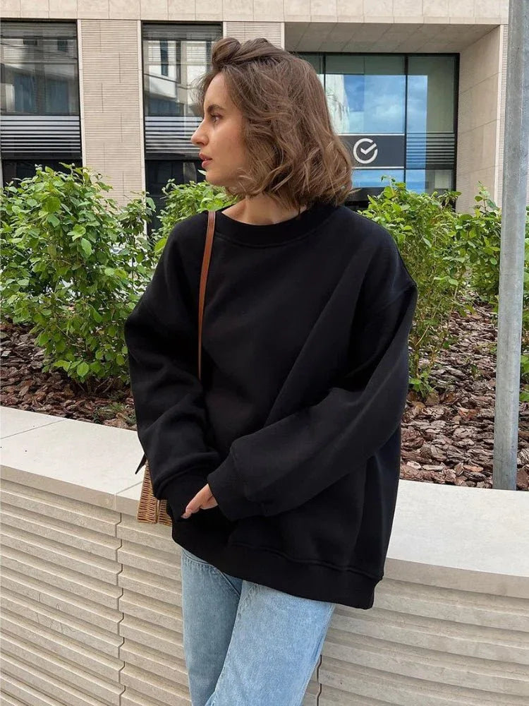 Oversized fleece crew neck sweatshirt - View 11 | WEUXS