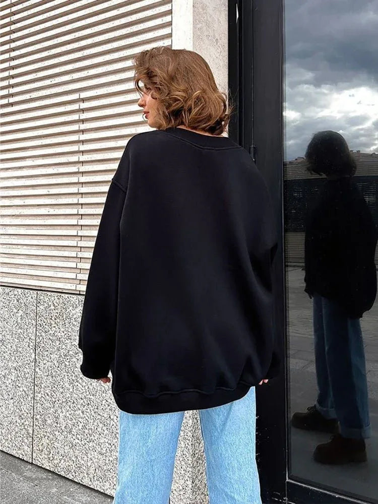 Oversized fleece crew neck sweatshirt - View 10 | WEUXS
