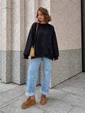 Oversized fleece crew neck sweatshirt - View 12 | WEUXS
