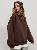 Oversized fleece crew neck sweatshirt - View 17 | WEUXS