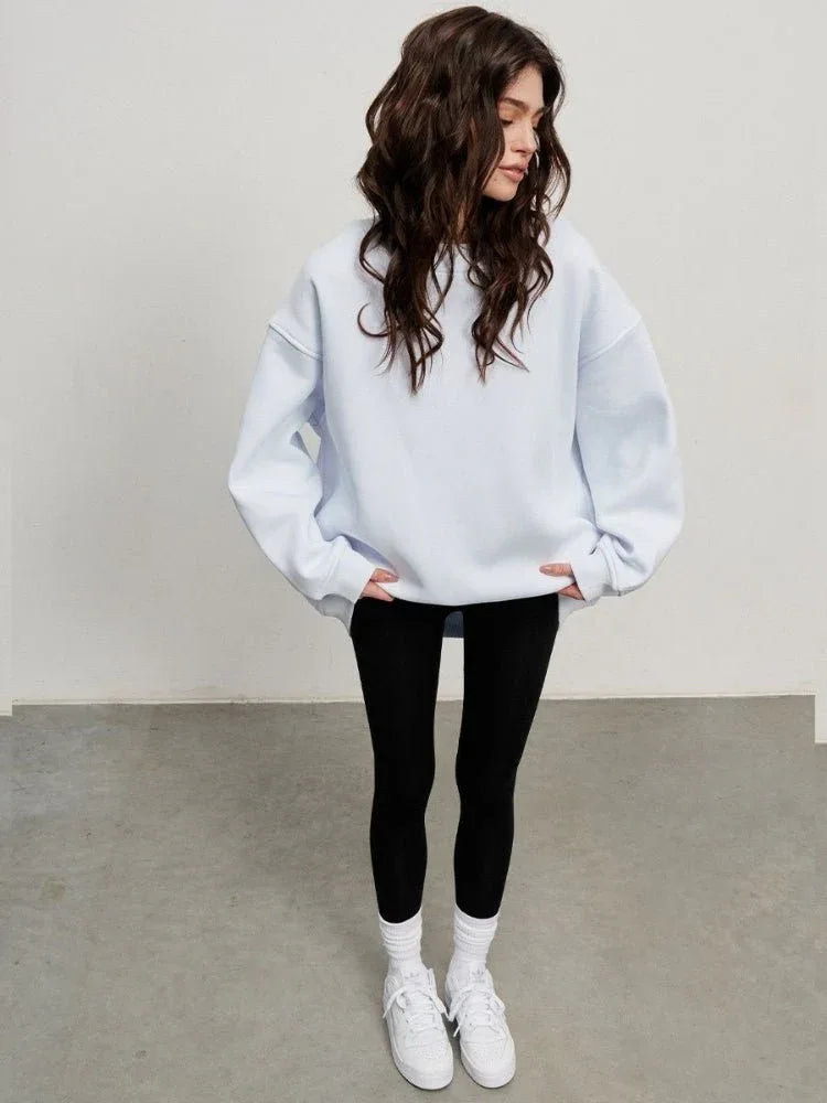 Oversized fleece crew neck sweatshirt - View 22 | WEUXS