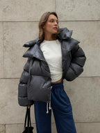 Oversized hooded puffer jacket - View 9 | WEUXS