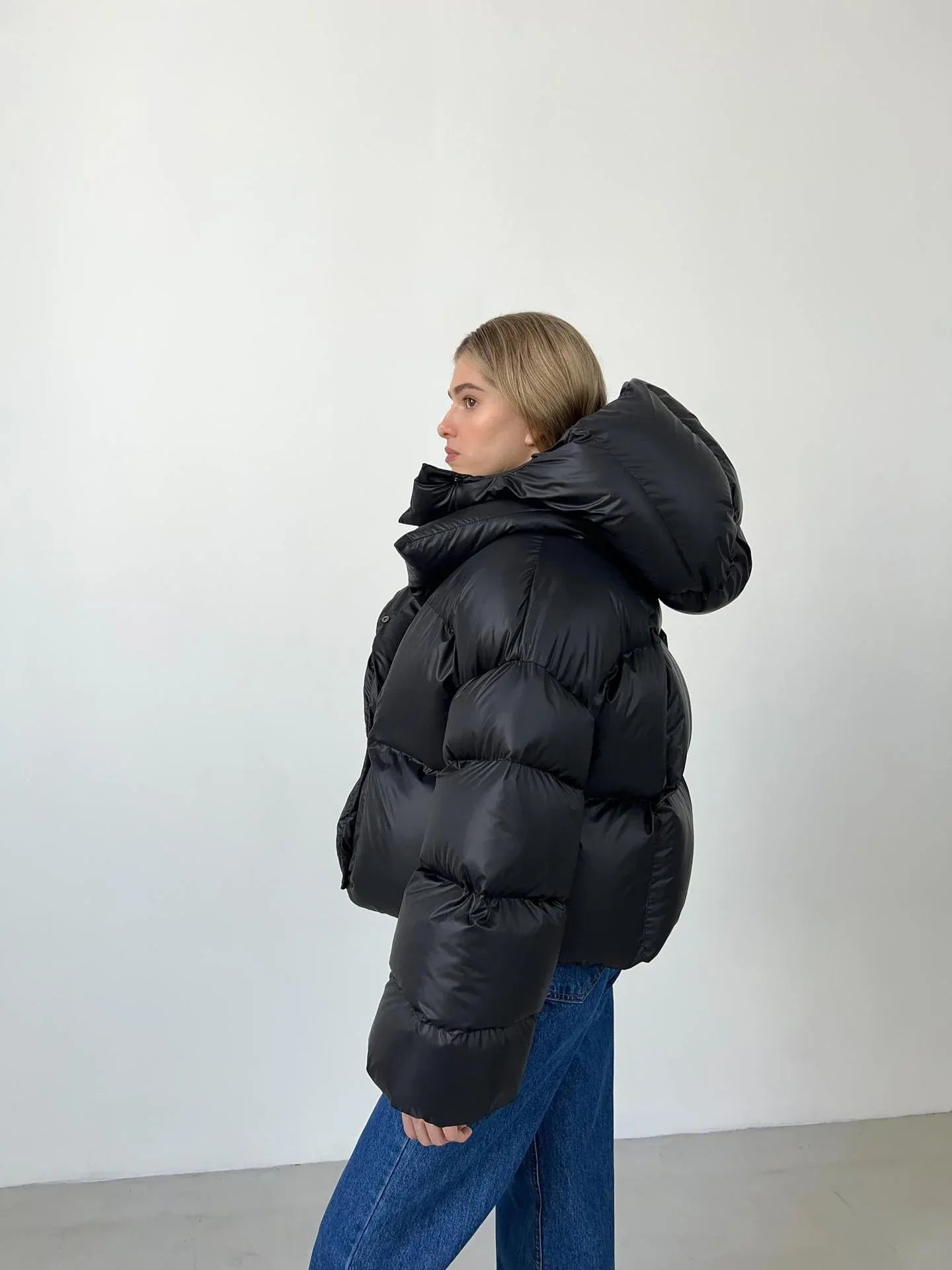 Oversized hooded puffer jacket - View 14 | WEUXS