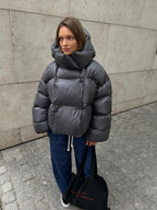 Oversized hooded puffer jacket - View 10 | WEUXS