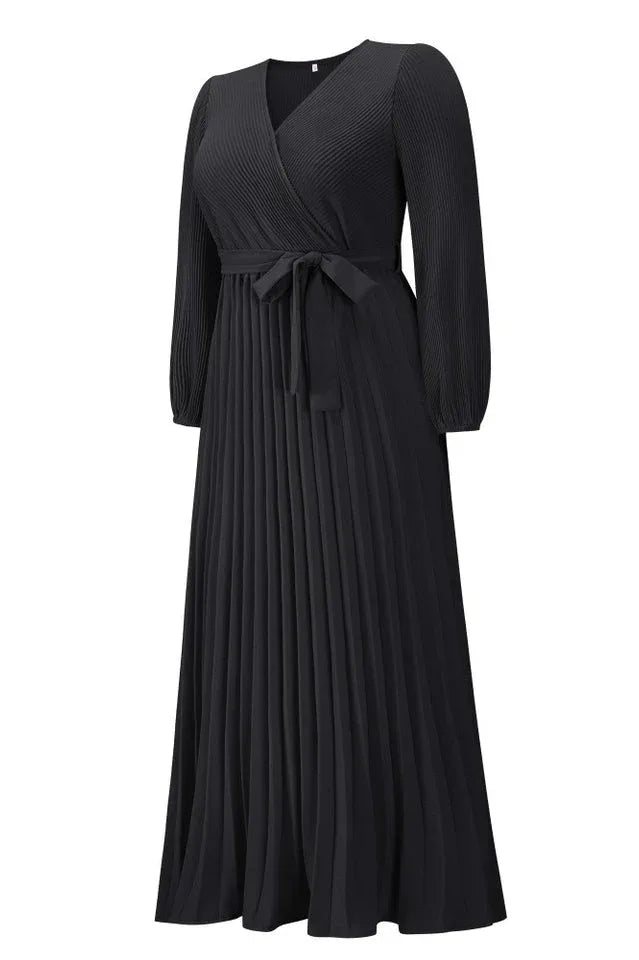 V Neck Pleated Maxi Dress - View 22 | WEUXS