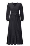 V Neck Swing Pleated Dress - WEUXS