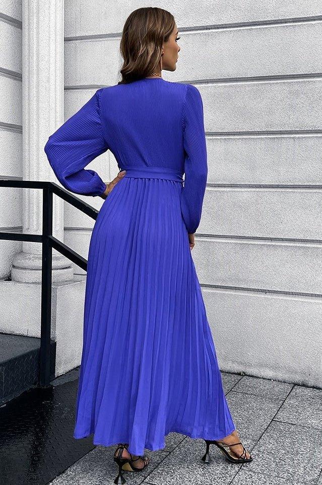 V Neck Pleated Maxi Dress - View 26 | WEUXS