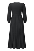 V Neck Swing Pleated Dress - WEUXS