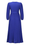 V Neck Swing Pleated Dress - WEUXS