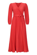 V Neck Swing Pleated Dress - WEUXS