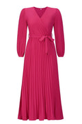 V Neck Swing Pleated Dress - WEUXS