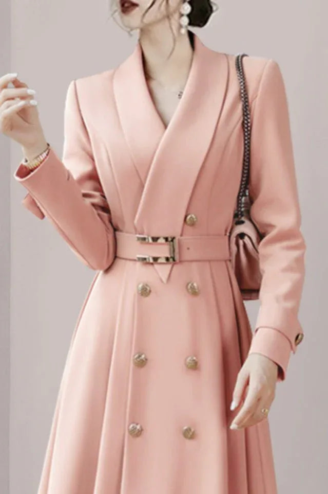 V-Neck Double-Breasted Trench Coat Secondary image
