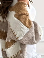 Chunky color block knit cardigan - View 14 | WEUXS