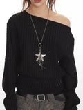 Textured Off-Shoulder Knit Top - View 6 | WEUXS