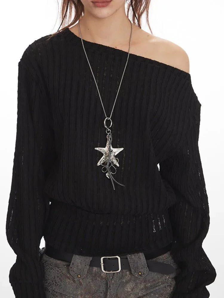 Textured Off-Shoulder Knit Top - View 6 | WEUXS