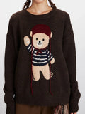 Vintage Brown Bear Graphic Knit Sweater - View 6 | WEUXS