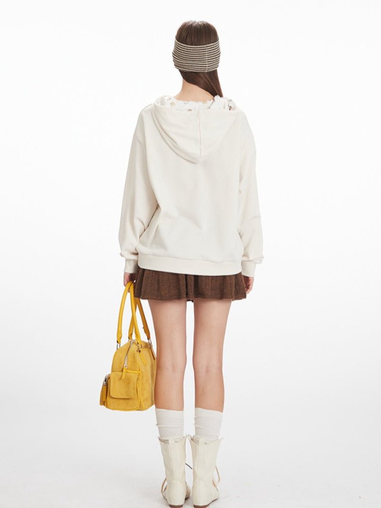 Vintage Cream Sea Shell 'LOVE' Graphic Hoodie - WEUXS