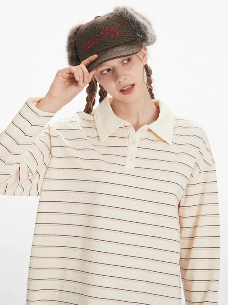 Rhinestone striped collared shirt - View 6 | WEUXS