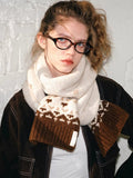 Vintage Fair Isle Wool Blend Scarf Beige Brown - WEUXS