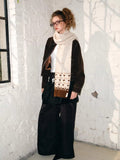 Vintage Fair Isle Wool Blend Scarf Beige Brown - WEUXS