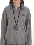 Faux layered plaid collar sweatshirt - View 6 | WEUXS
