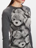 Vintage Grey Raglan Bear Graphic Top - View 6 | WEUXS