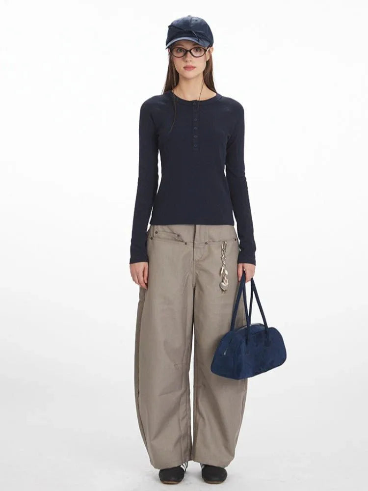 Ribbed Knit Henley Top - View 7 | WEUXS