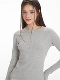 Ribbed Knit Henley Top - View 6 | WEUXS