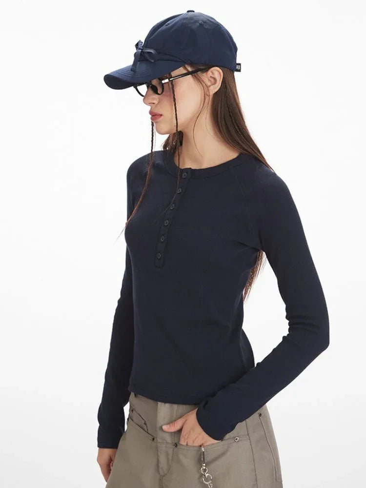 Ribbed Knit Henley Top - View 11 | WEUXS