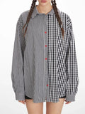 Mixed Gingham Oversized Button-Down Shirt - View 6 | WEUXS