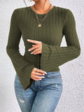 Ribbed Bell Sleeve Top - View 8 | WEUXS