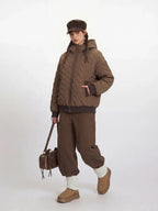 Wavy Quilted Hooded Puffer Jacket - View 6 | WEUXS