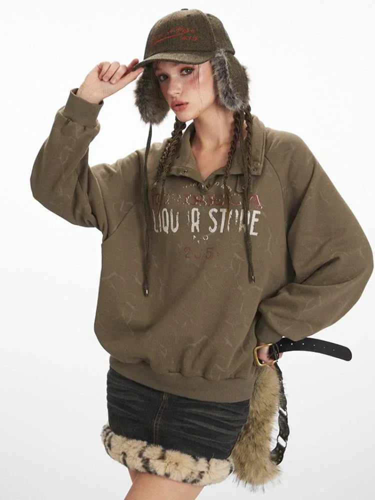 Mock neck graphic sweatshirt - View 6 | WEUXS