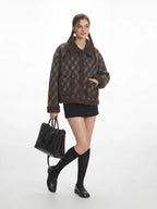 Vintage Plaid Sherpa-Trim Padded Jacket - WEUXS