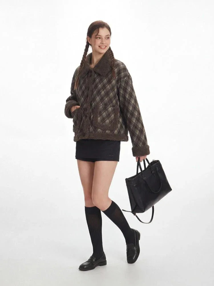 Plaid Sherpa Trim Jacket - View 6 | WEUXS