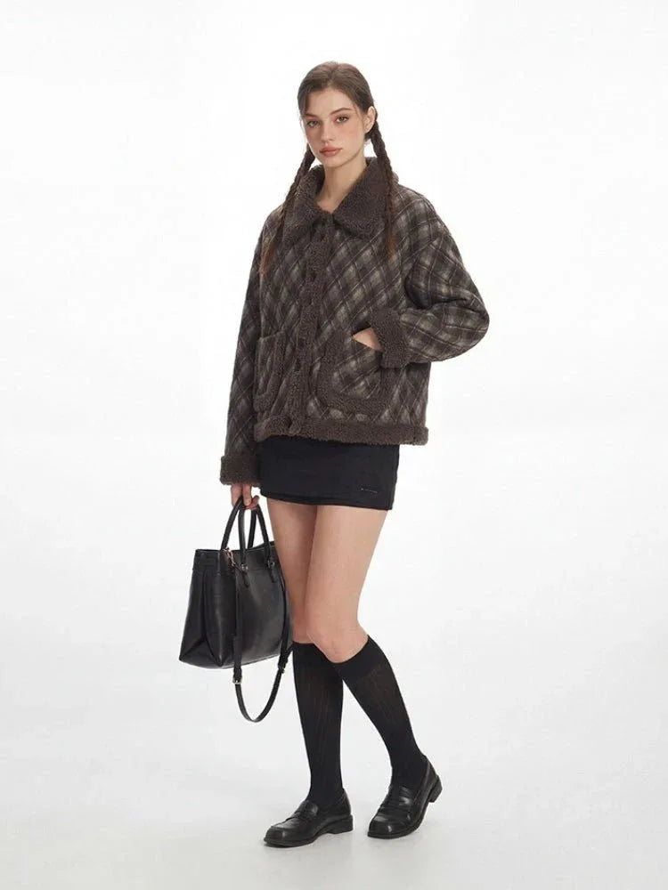 Plaid Sherpa Trim Jacket Secondary image