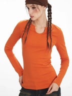 Women's Split Neck Long Sleeve Top - View 6 | WEUXS
