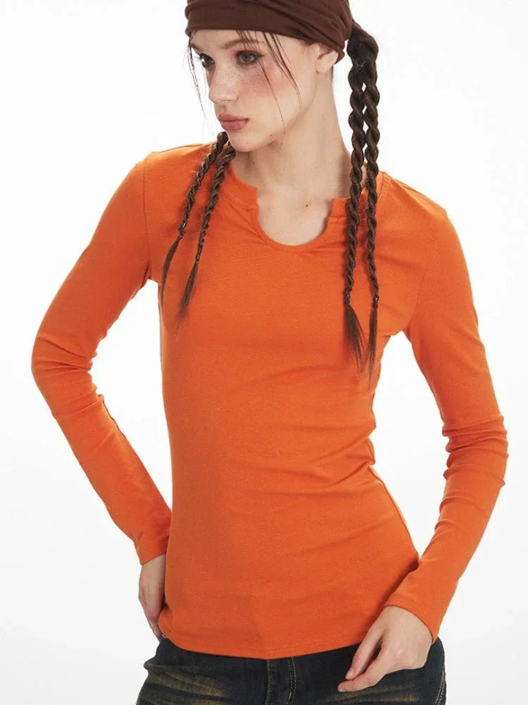 Women's Split Neck Long Sleeve Top - View 6 | WEUXS