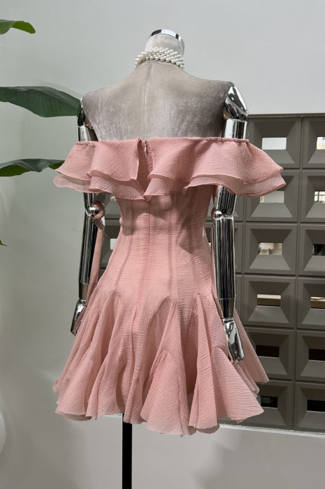 Vita Off Shoulder Ruffle Mini Dress - WEUXS