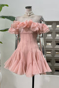 Vita Off Shoulder Ruffle Mini Dress - WEUXS