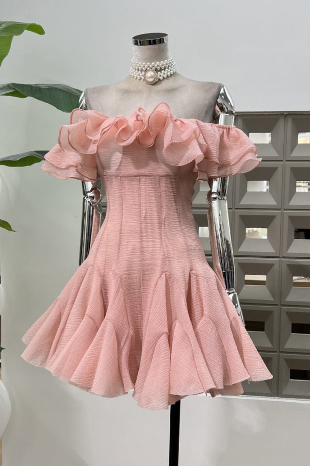 Vita Off Shoulder Ruffle Mini Dress - WEUXS