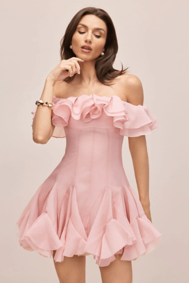 Vita Off Shoulder Ruffle Mini Dress - WEUXS