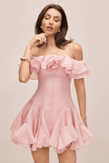 Vita Off Shoulder Ruffle Mini Dress - WEUXS