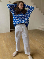 Whimsical Sheep Jacquard Knit Sweater - WEUXS